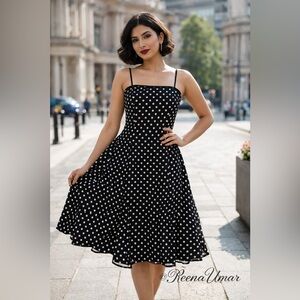 Polka Dot Pin Up Midi Dress – 100% Cotton | Size 8